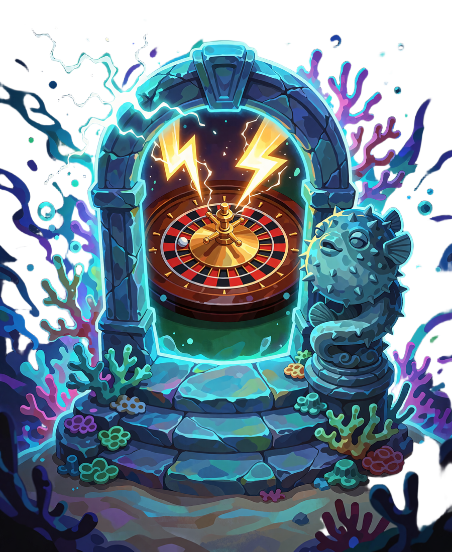 Podwodny portal z ruletką trafianą złotymi błyskawicami - Lightning Roulette w Fugu Casino